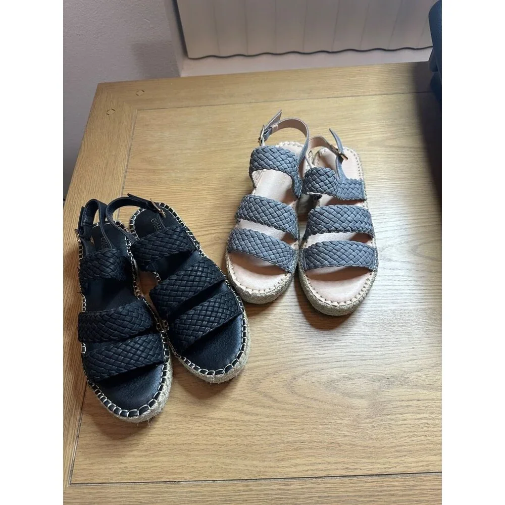 Chase & Chloe Women's Woven Strap Platform Sandals Lot of 2 Black & Gray Size 9